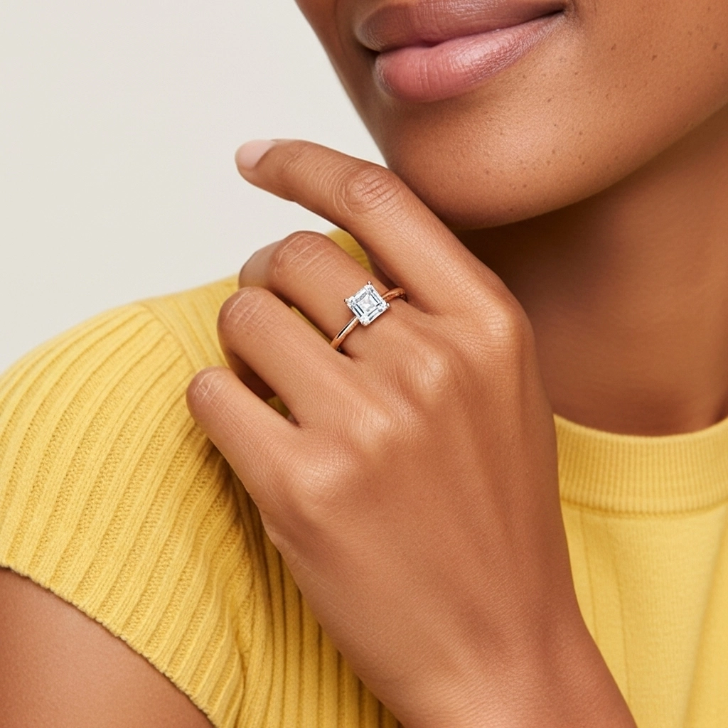 Understated Asscher 1.00ct Moissanite Engagement Ring