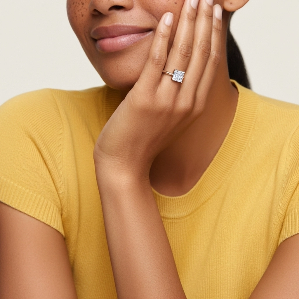 Understated Asscher 1.00ct Moissanite Engagement Ring