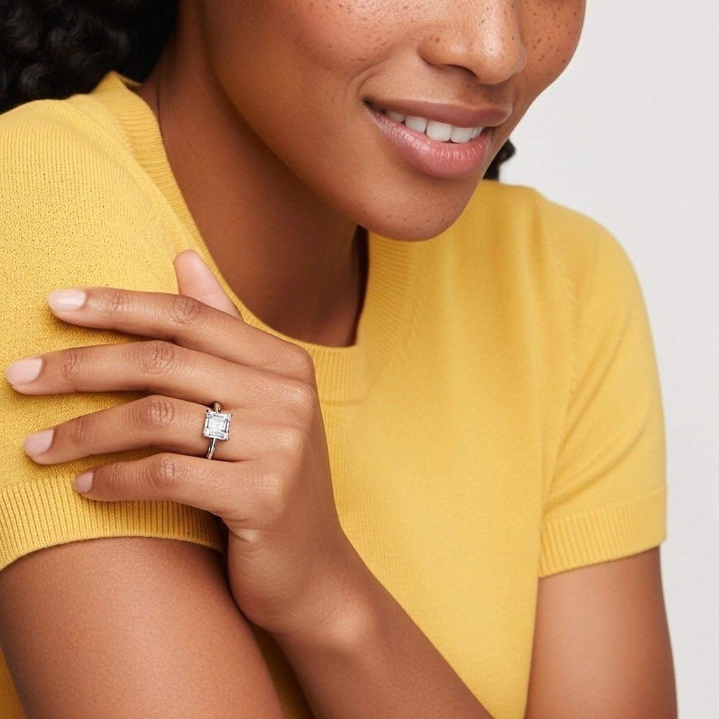 Sobre Asscher 1.50ct Moissanite Bague de fiançailles