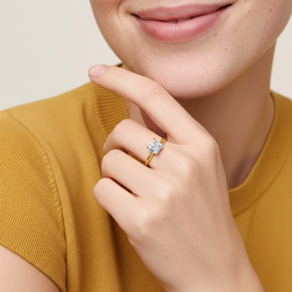 Sobre Asscher 1.00ct Moissanite Bague de fiançailles