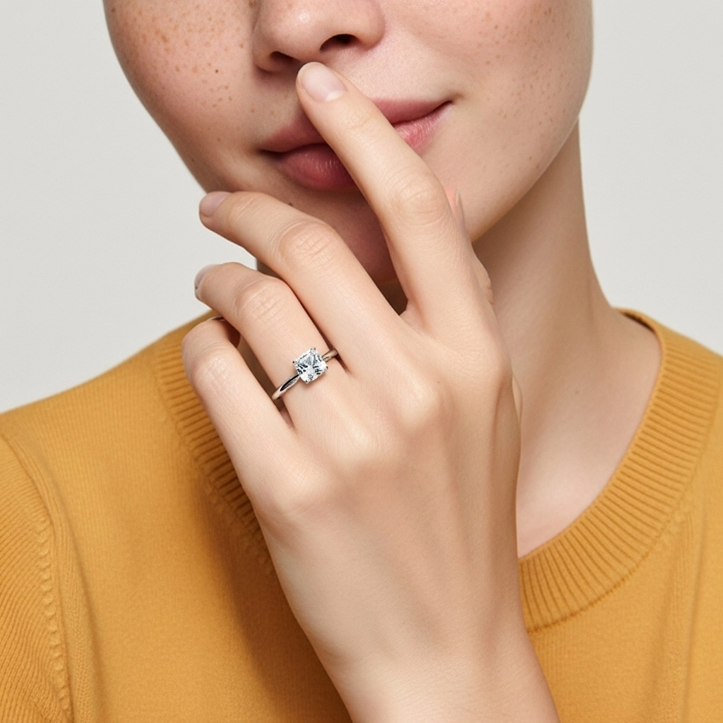 Understated Cushion 1.00ct Moissanite Engagement Ring