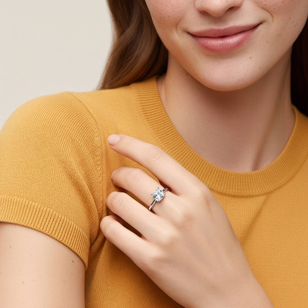 Understated Cushion 1.00ct Moissanite Engagement Ring