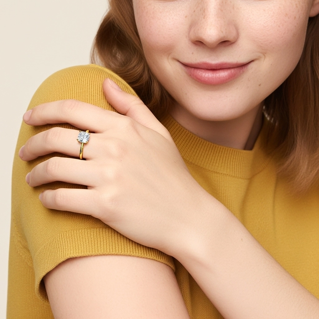 1.00ct Moissanite Engagement Ring 925 Sterling Silver