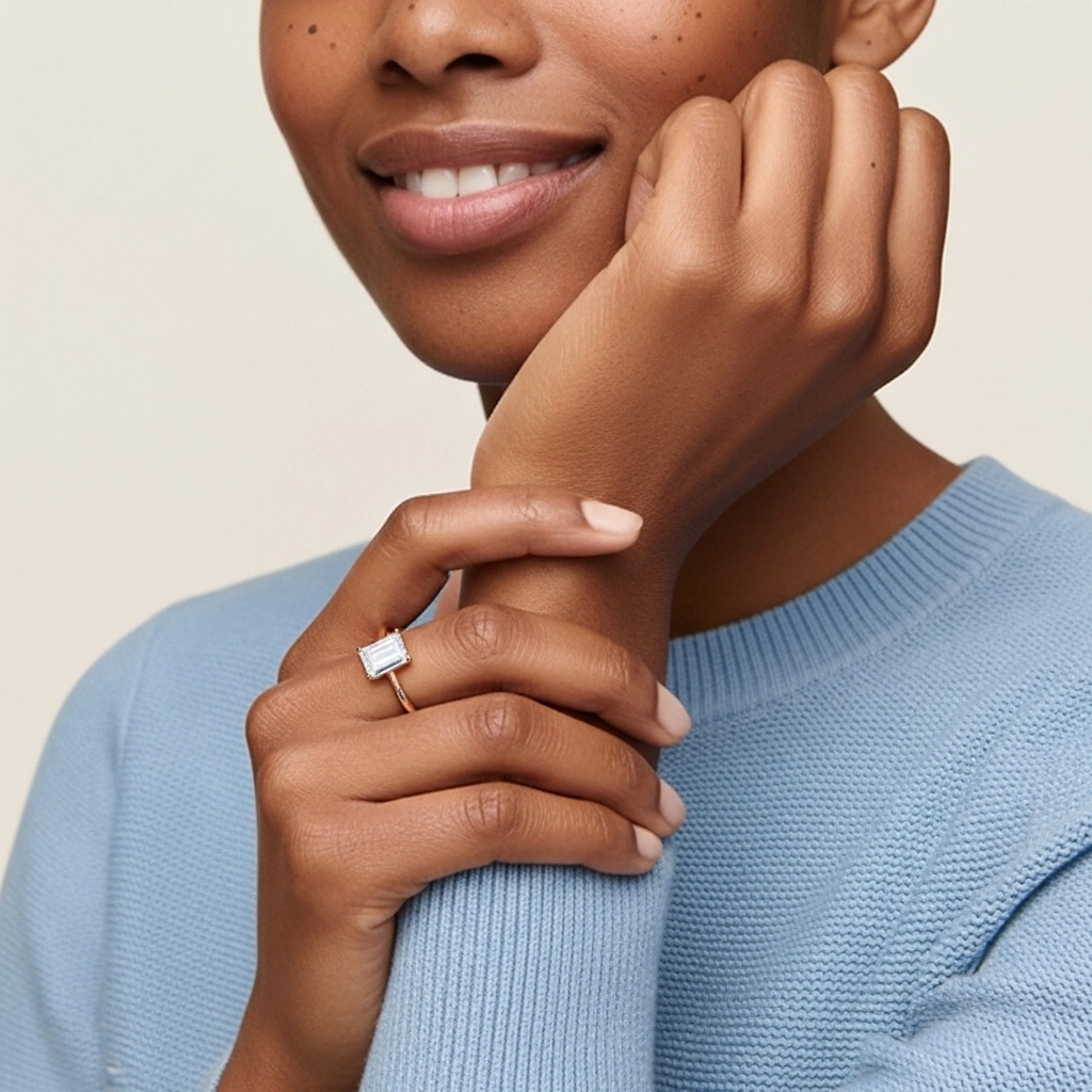 Understated Emerald 1.00ct Moissanite Engagement Ring