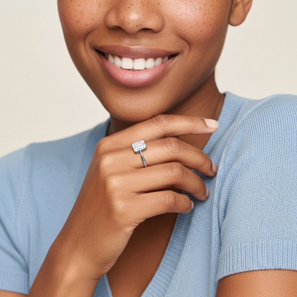 Understated Emerald 1.00ct Moissanite Engagement Ring