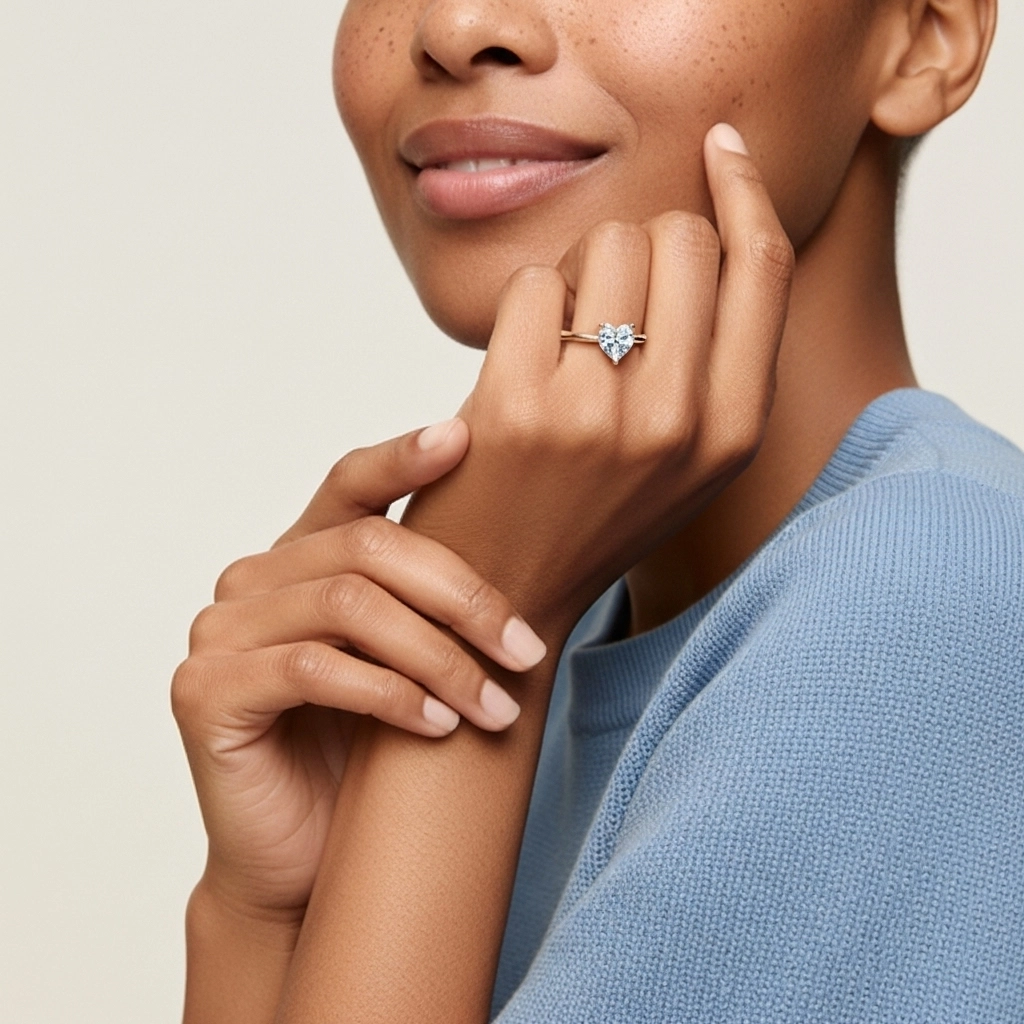 Understated Heart 1.00ct Moissanite Engagement Ring