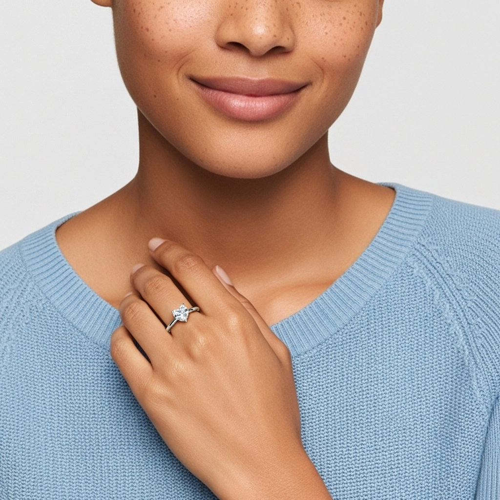 Sobre Cœur 1.50ct Moissanite Bague de fiançailles