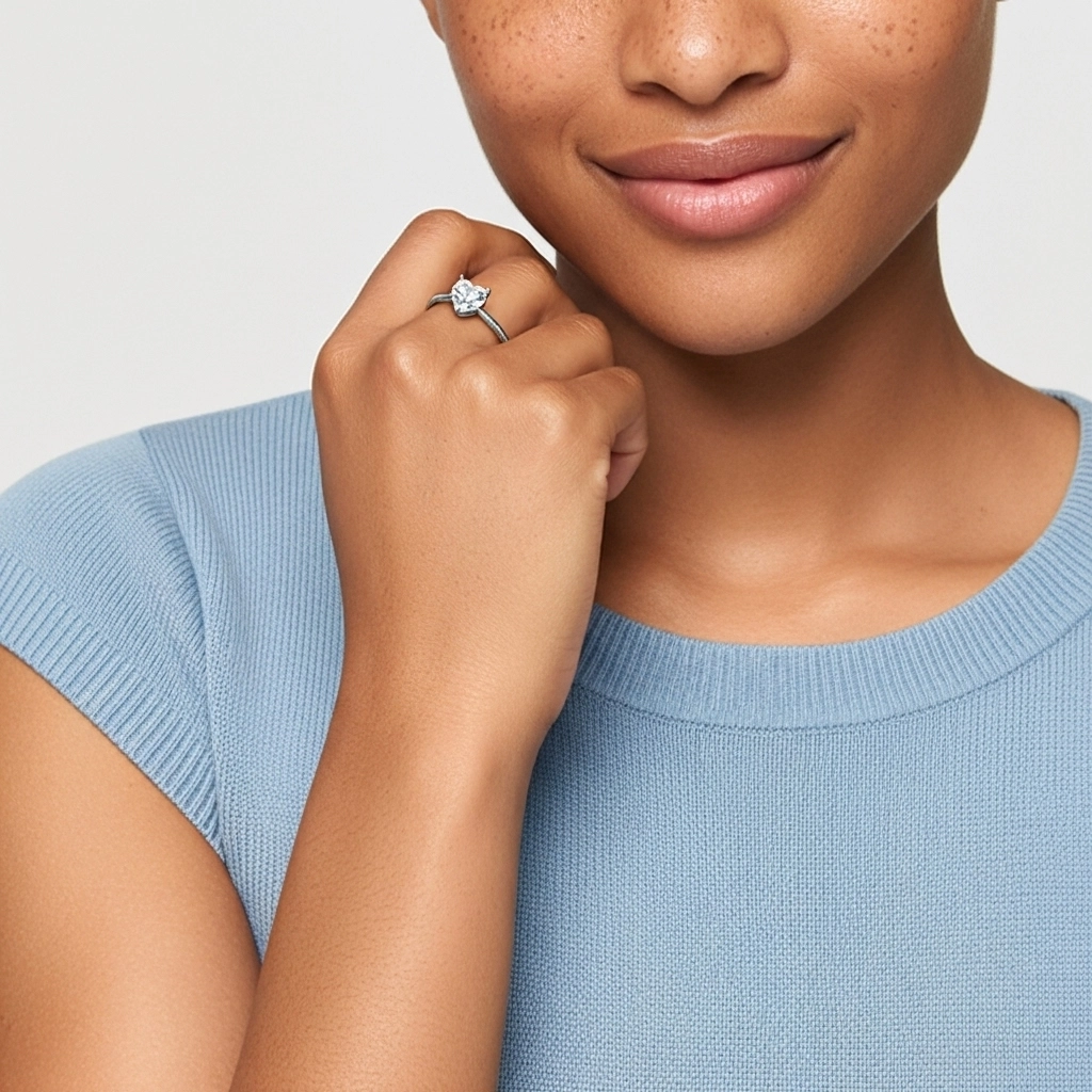 Sobre Cœur 1.50ct Moissanite Bague de fiançailles