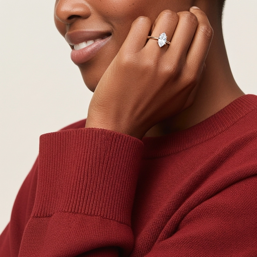 Understated Marquise 1.00ct Moissanite Engagement Ring