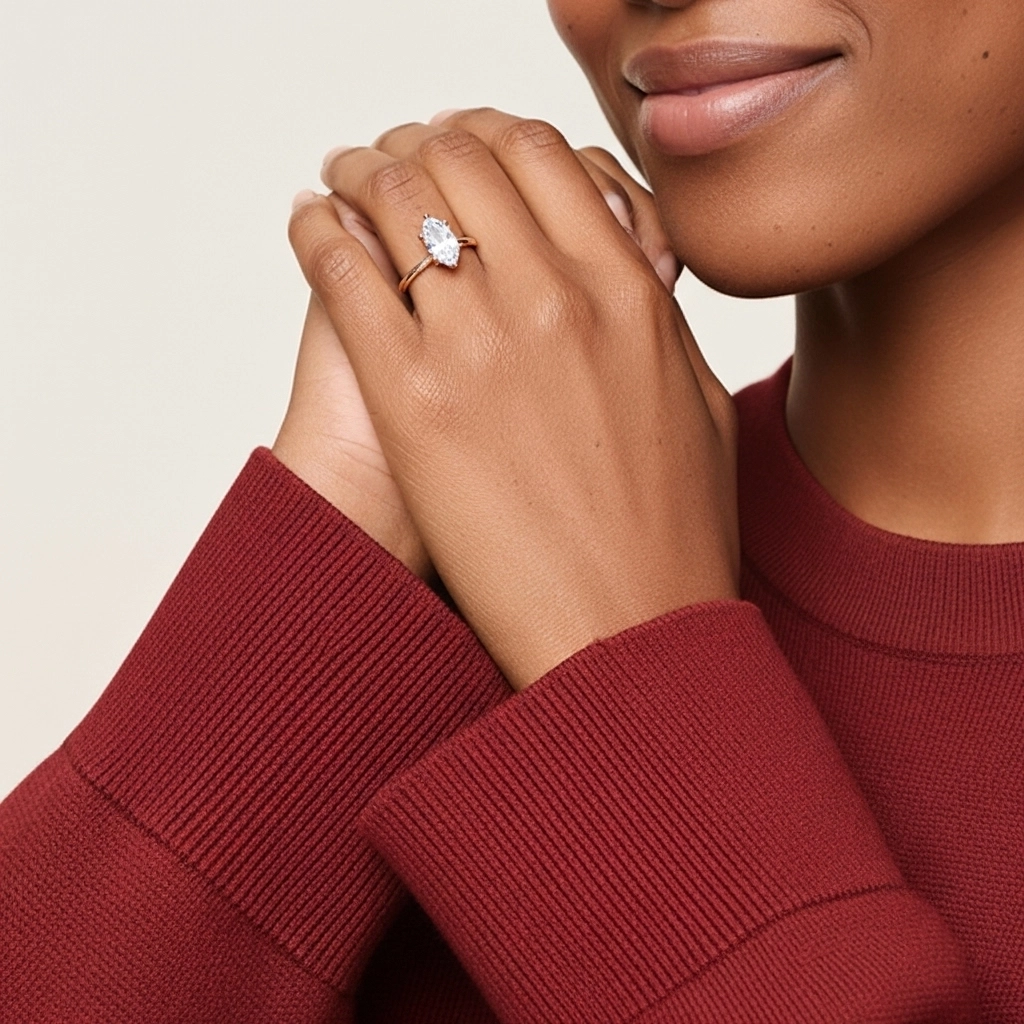 Understated Marquise 1.00ct Moissanite Engagement Ring