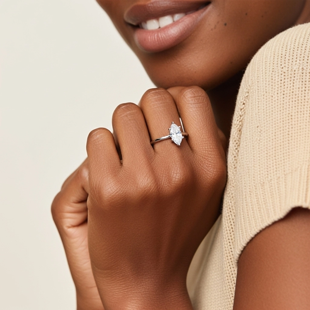 Understated Marquise 1.00ct Moissanite Engagement Ring