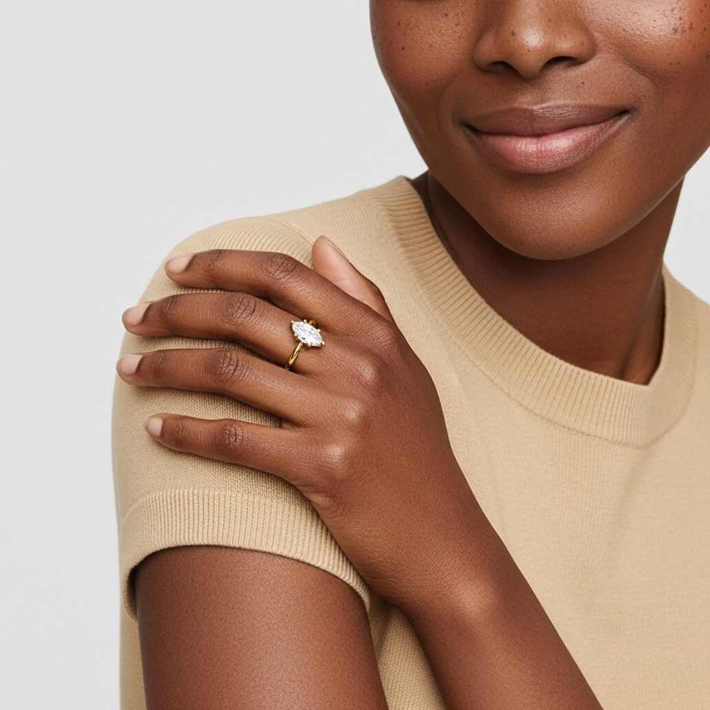 Understated Marquise 1.00ct Moissanite Engagement Ring