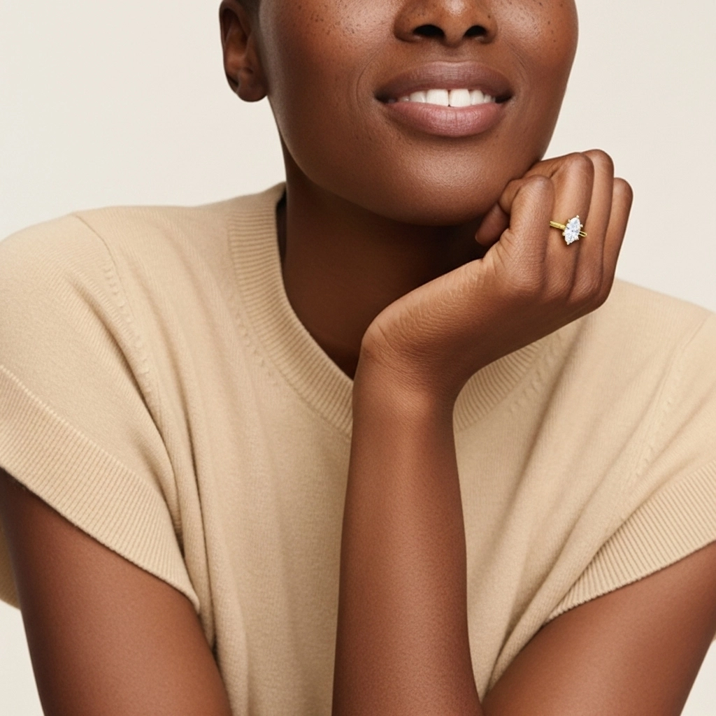 Understated Marquise 1.00ct Moissanite Engagement Ring