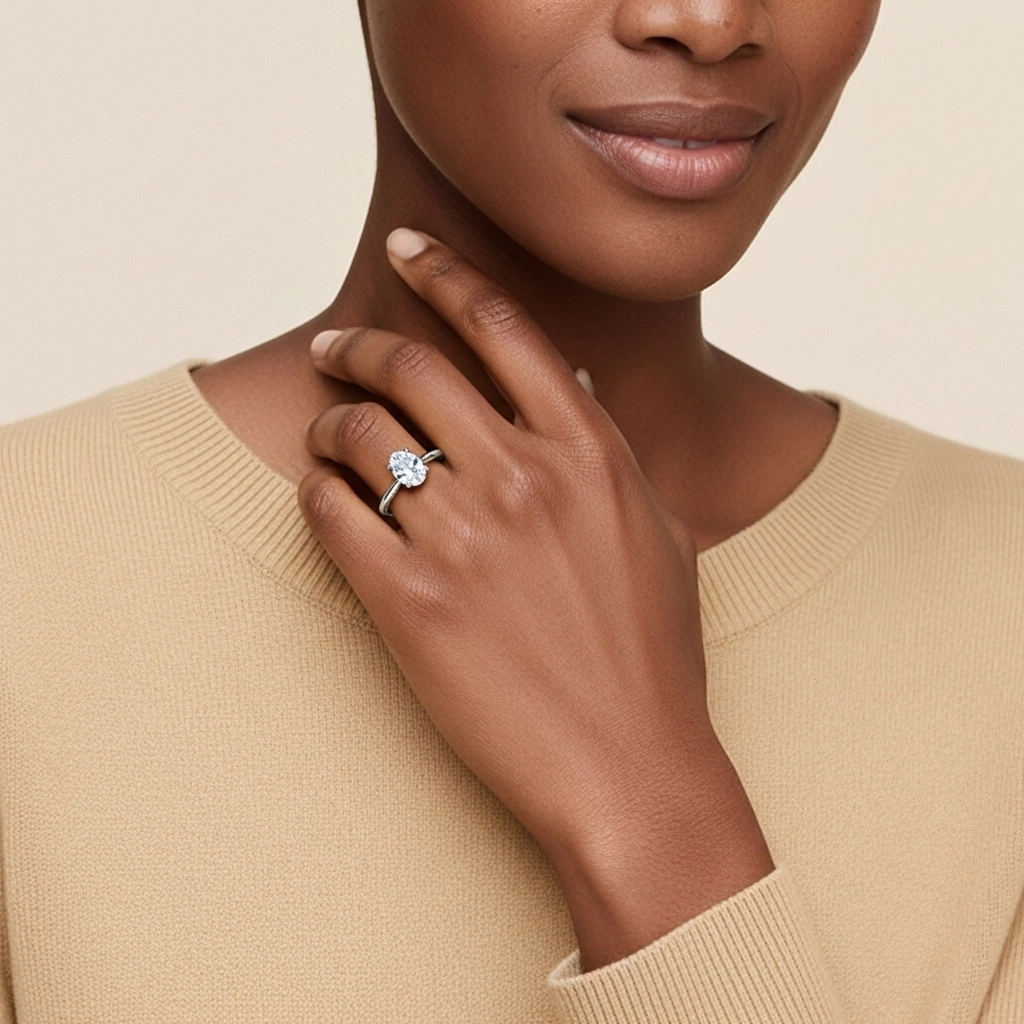 1.00ct Moissanite Engagement Ring 925 Sterling Silver