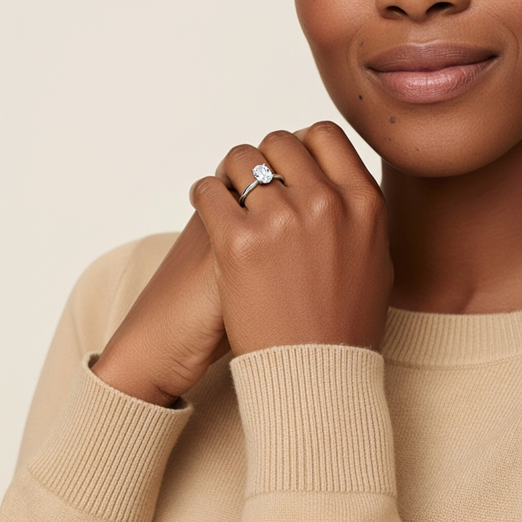 1.00ct Moissanite Engagement Ring 925 Sterling Silver