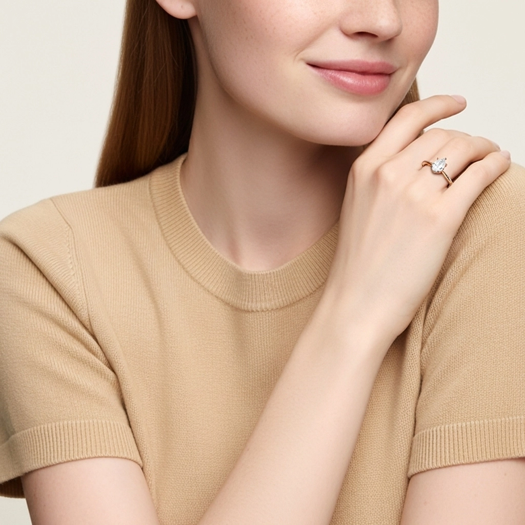 1.00ct Moissanite Engagement Ring 925 Sterling Silver