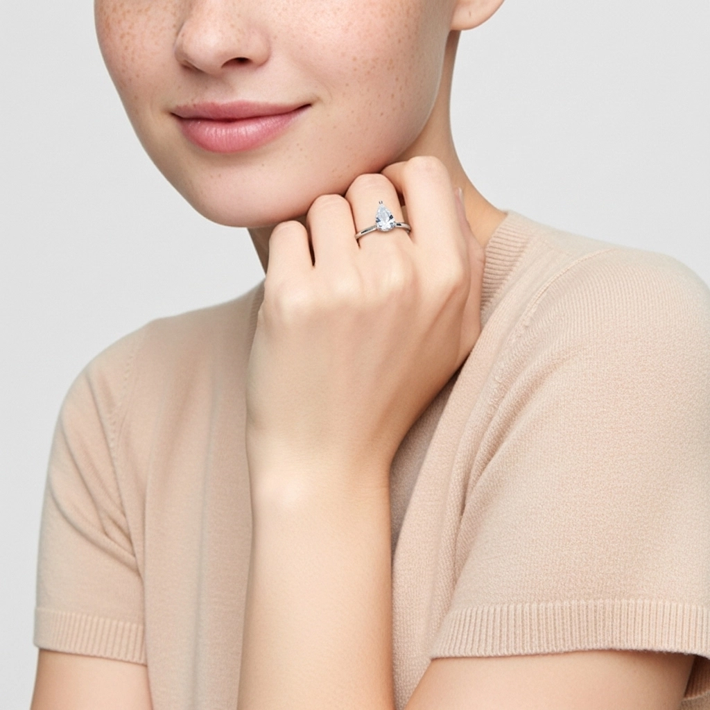 Sobre Poire 1.50ct Moissanite Bague de fiançailles