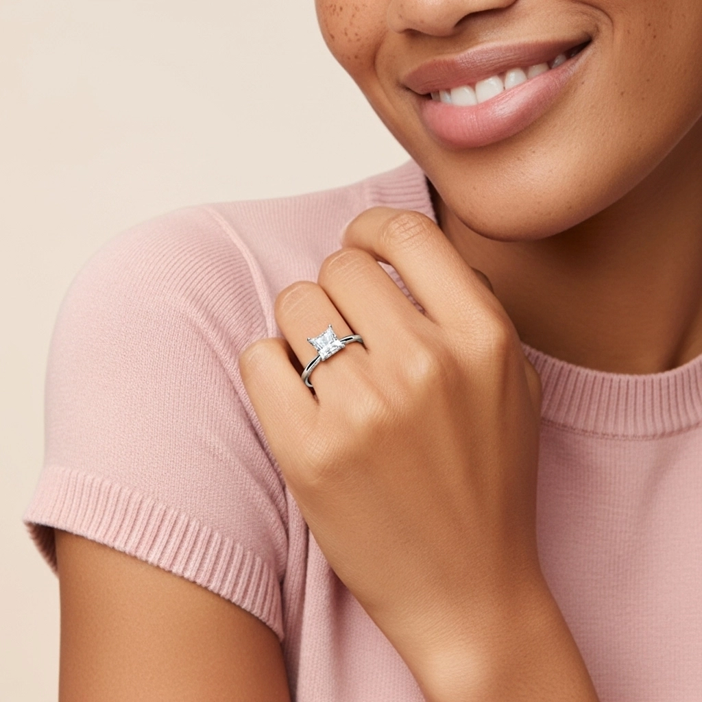 Sobre Princesse 1.00ct Moissanite Bague de fiançailles