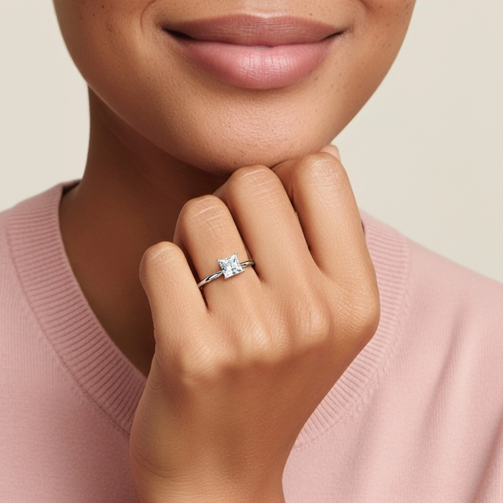 Sobre Princesse 1.00ct Moissanite Bague de fiançailles