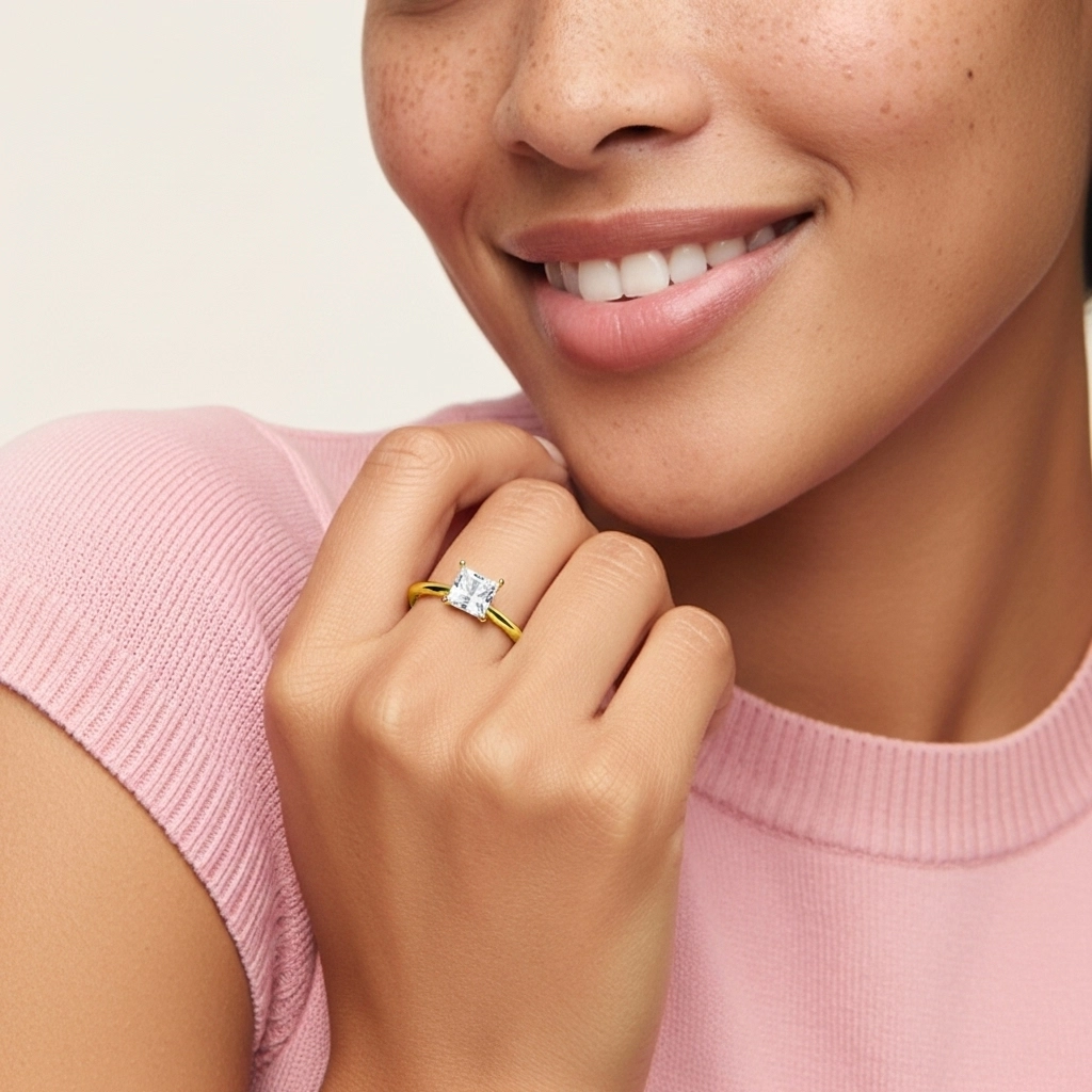 Understated Princess 1.00ct Moissanite Engagement Ring