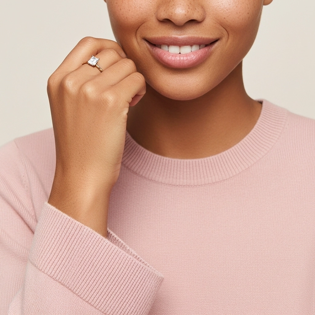 Understated Radiant 1.00ct Moissanite Engagement Ring