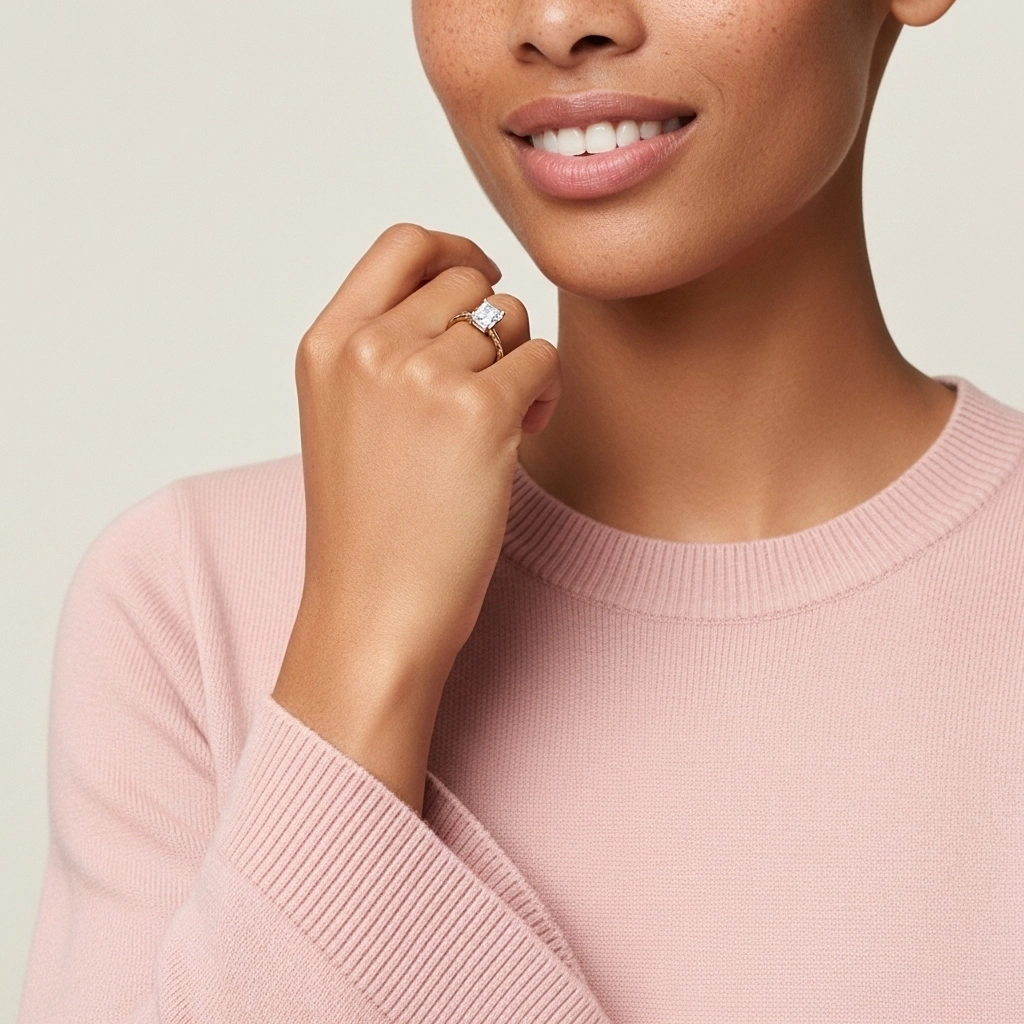 Understated Radiant 1.00ct Moissanite Engagement Ring