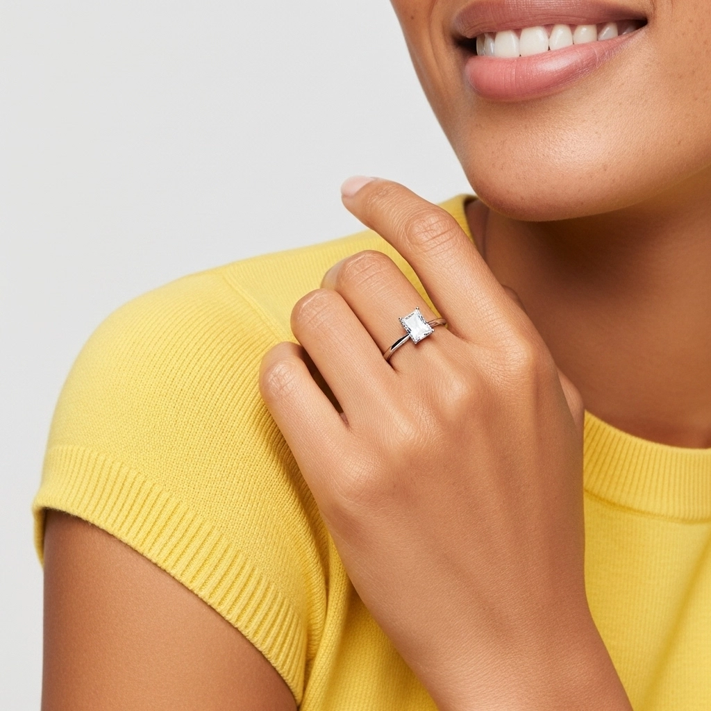 Understated Radiant 1.00ct Moissanite Engagement Ring