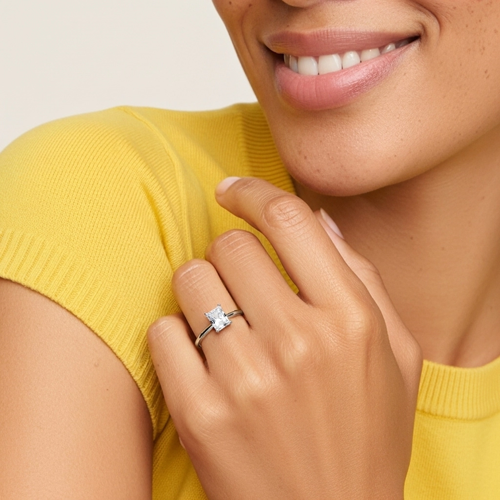 Understated Radiant 1.00ct Moissanite Engagement Ring