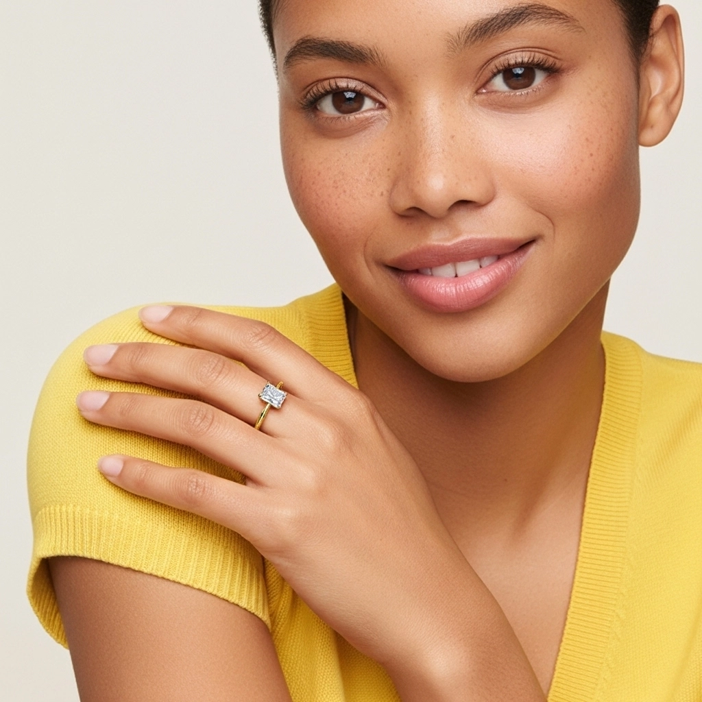 Understated Radiant 1.00ct Moissanite Engagement Ring