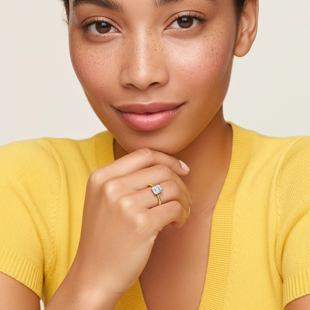 Understated Radiant 1.00ct Moissanite Engagement Ring