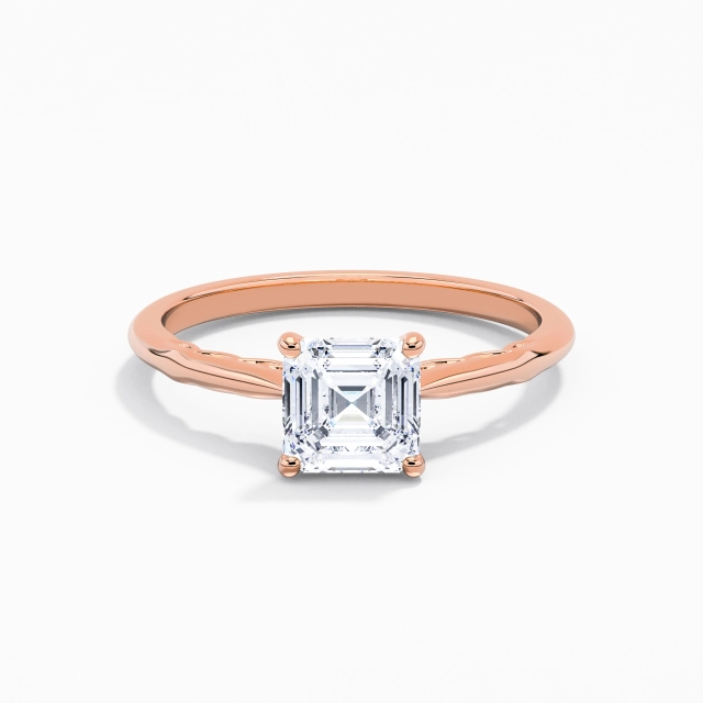 1.00ct Asscher Moissanite Bague de fiançailles Argent sterling 925 Solitaire Infini Sobre Tige Traditionnelle