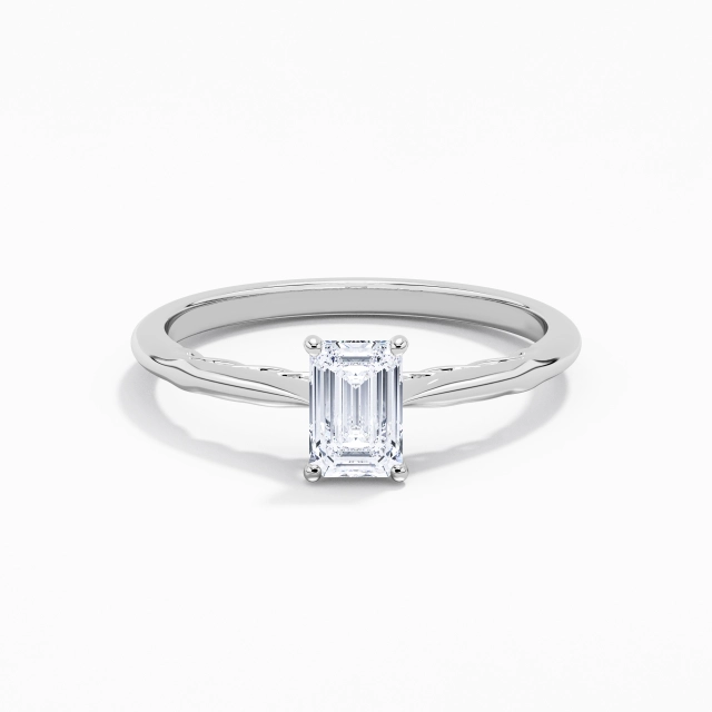 Understated Infinity Emerald Cubic Zirconia Engagement Ring 0.80ct In White 925 Sterling Silver Solitaire Traditional Shank