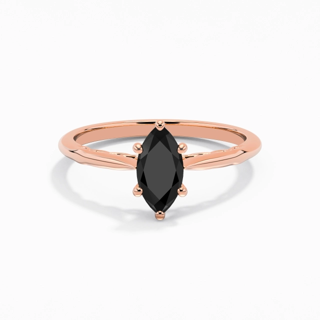 Sobre Infini Marquise Zircon cubique Bague de fiançailles 0.80ct En Noir Argent sterling 925 Solitaire Tige Traditionnelle