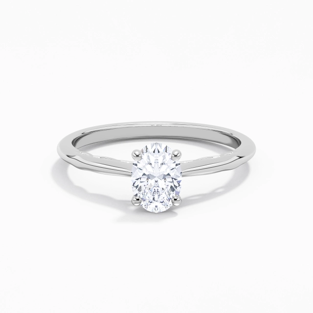 1.00ct Oval Moissanite Engagement Ring 925 Sterling Silver Solitaire Infinity Understated Traditional Shank
