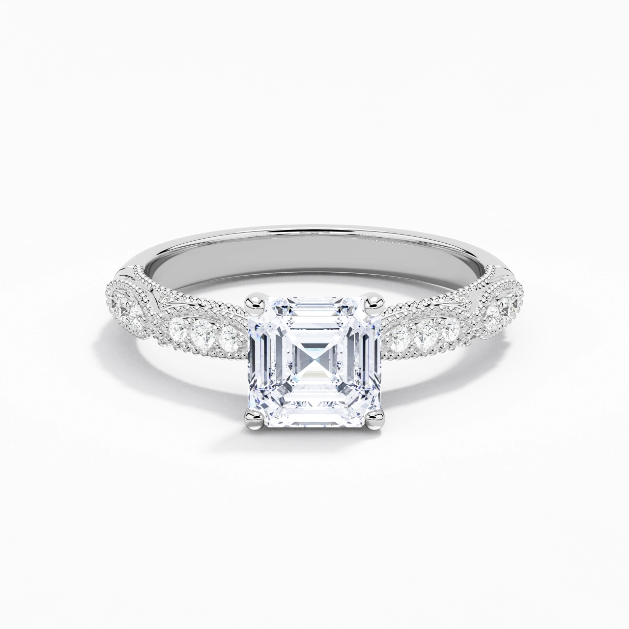 Baroque Asscher 1.50ct Moissanite Engagement Ring