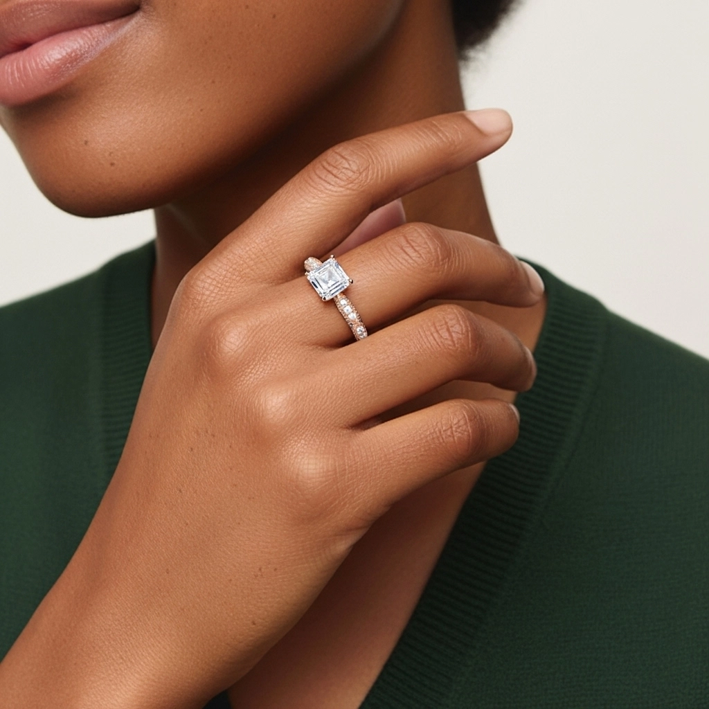 Baroque Asscher 1.50ct Moissanite Bague de fiançailles