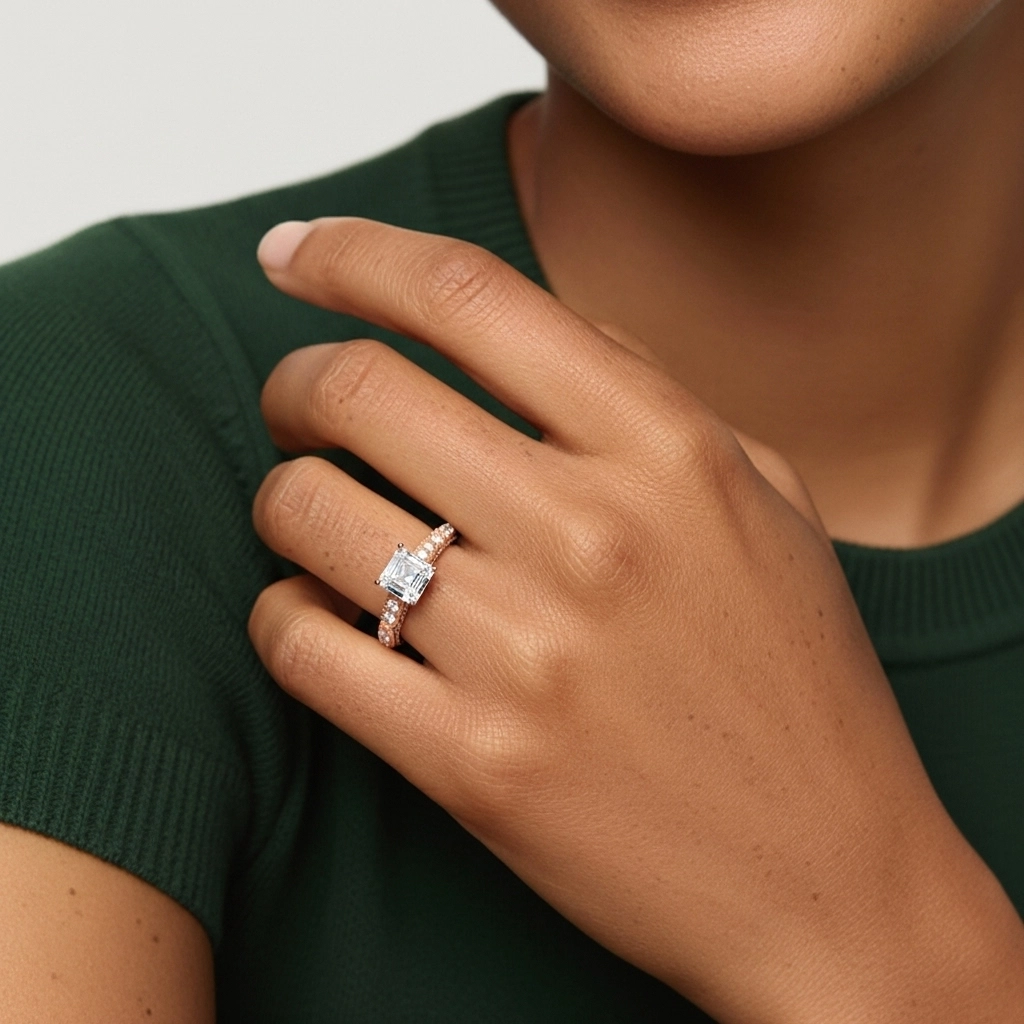 Baroque Asscher 1.50ct Moissanite Bague de fiançailles