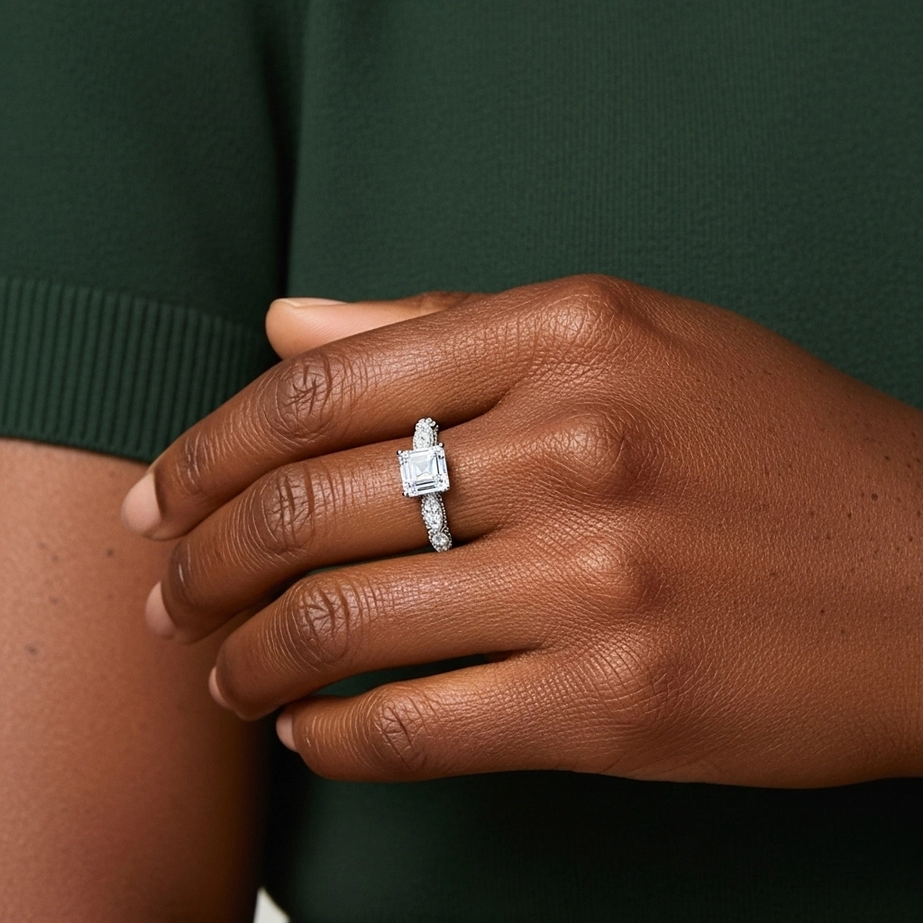 Baroque Asscher 1.00ct Moissanite Engagement Ring