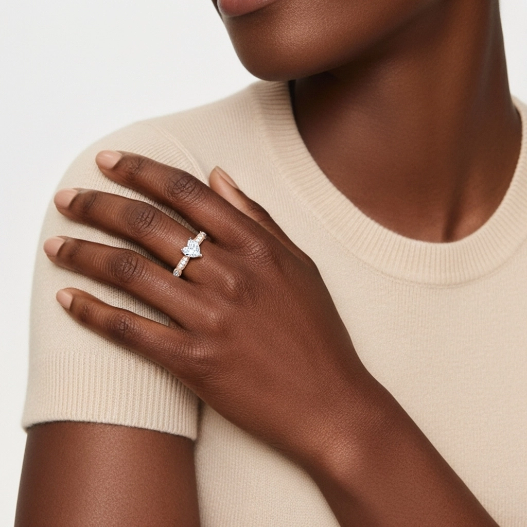 Baroque Heart 1.50ct Moissanite Engagement Ring