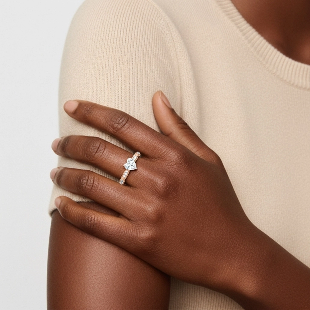 Baroque Heart 1.50ct Moissanite Engagement Ring