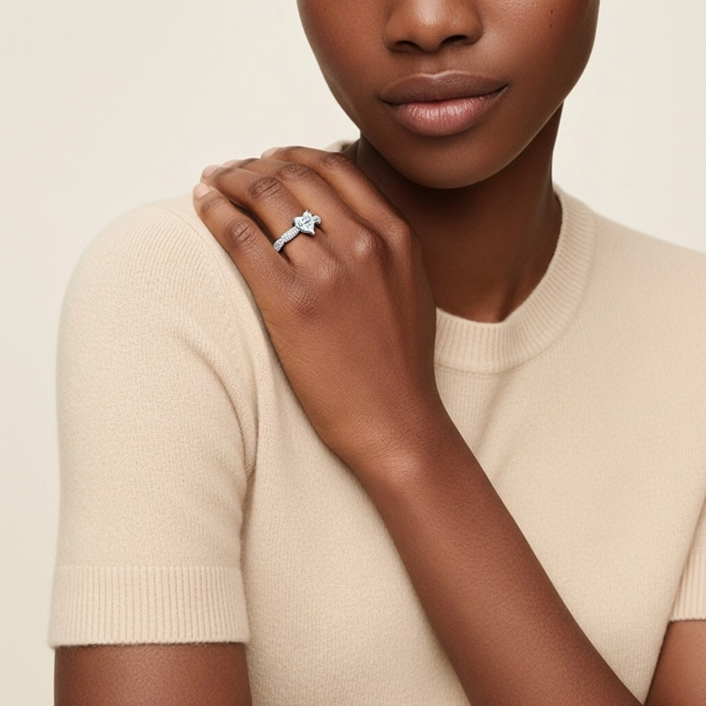 Baroque Heart 1.00ct Moissanite Engagement Ring