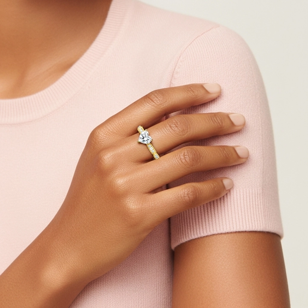 Baroque Heart 1.50ct Moissanite Engagement Ring