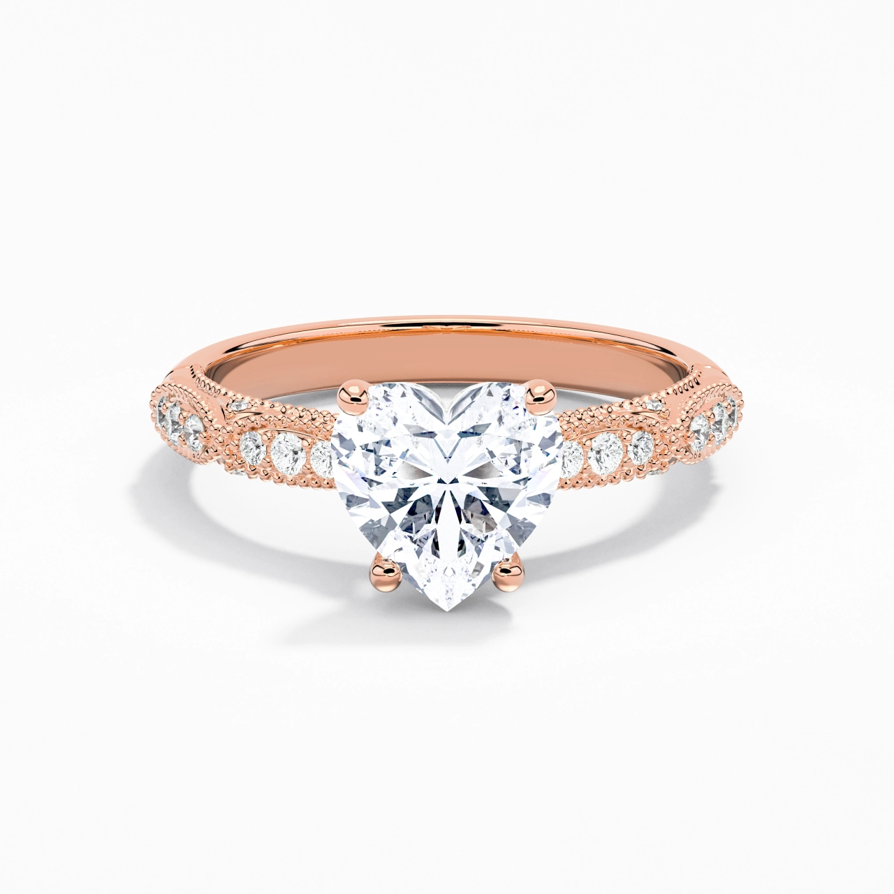 Baroque Heart 2.00ct Moissanite Engagement Ring