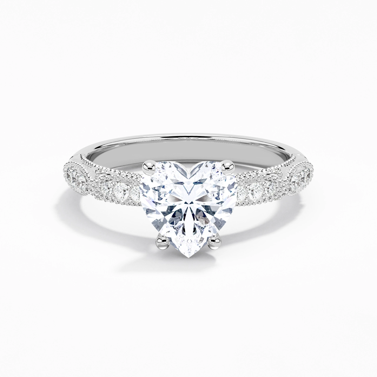 Baroque Heart 2.00ct Moissanite Engagement Ring