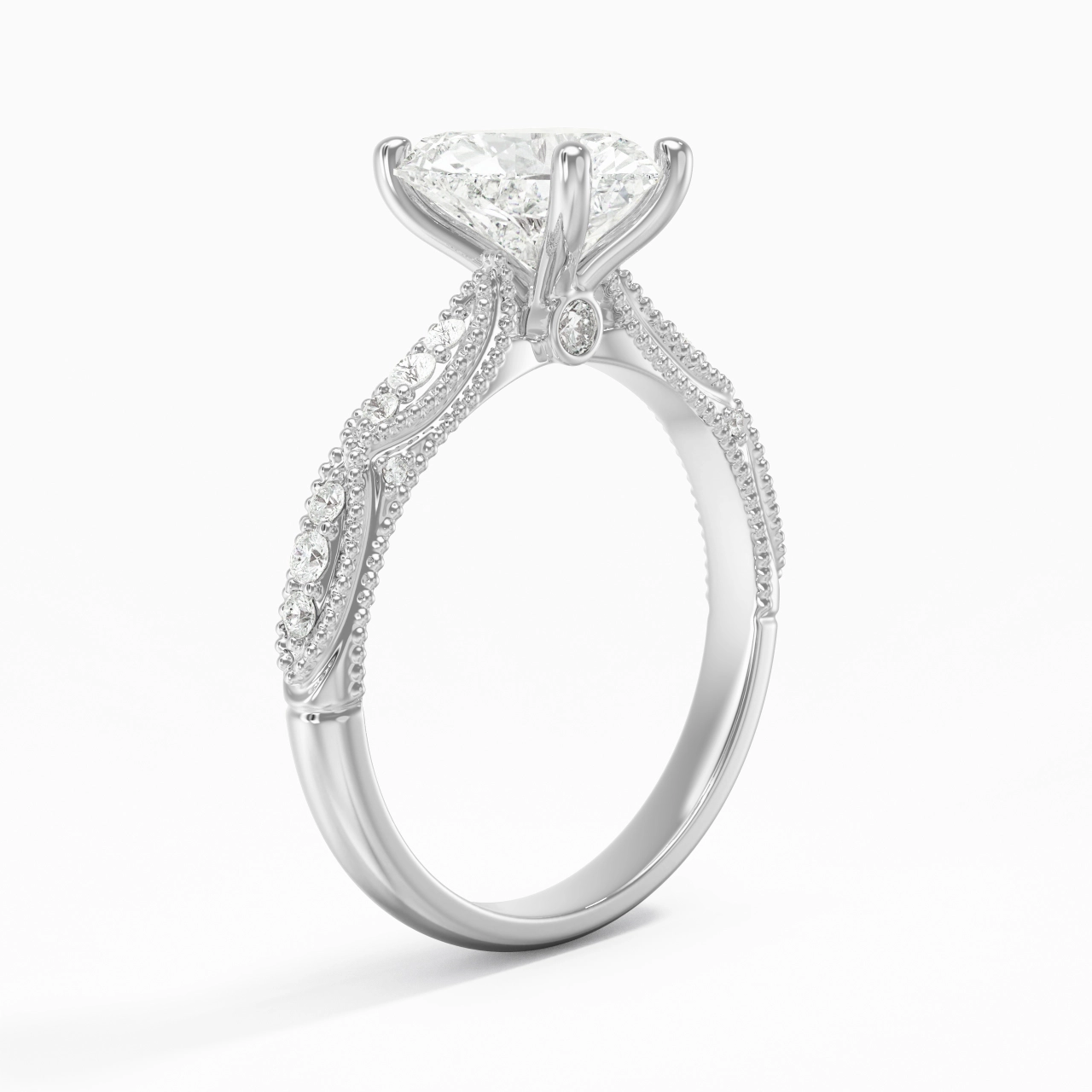 Baroque Heart 2.00ct Moissanite Engagement Ring