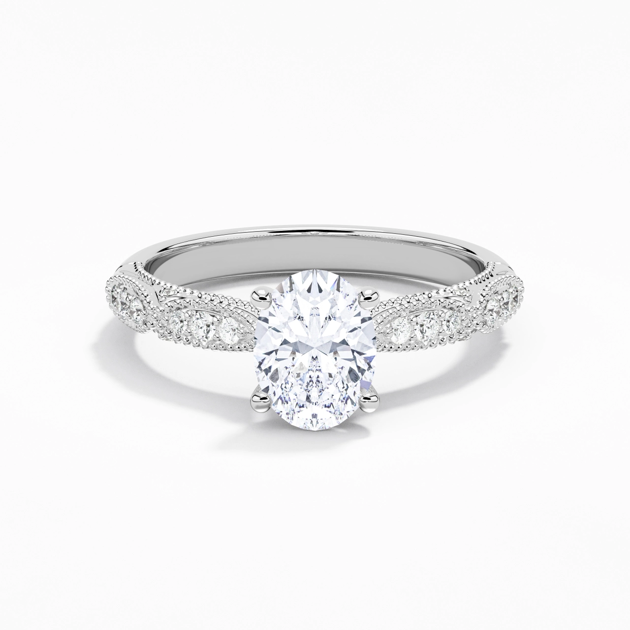 Baroque Oval 1.50ct Moissanite Engagement Ring