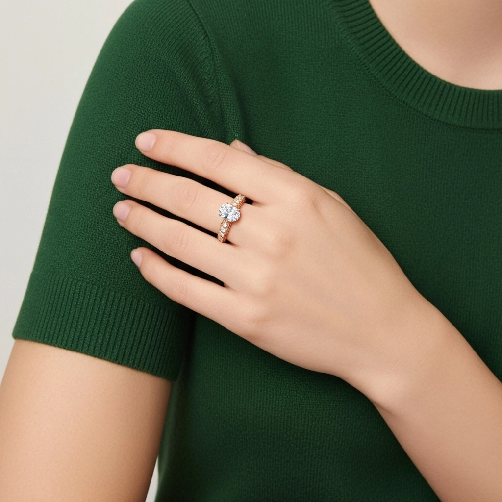 Baroque Oval 1.50ct Moissanite Engagement Ring