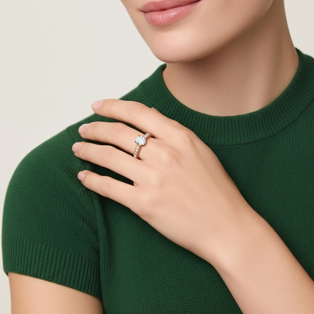 Baroque Oval 2.00ct Moissanite Engagement Ring