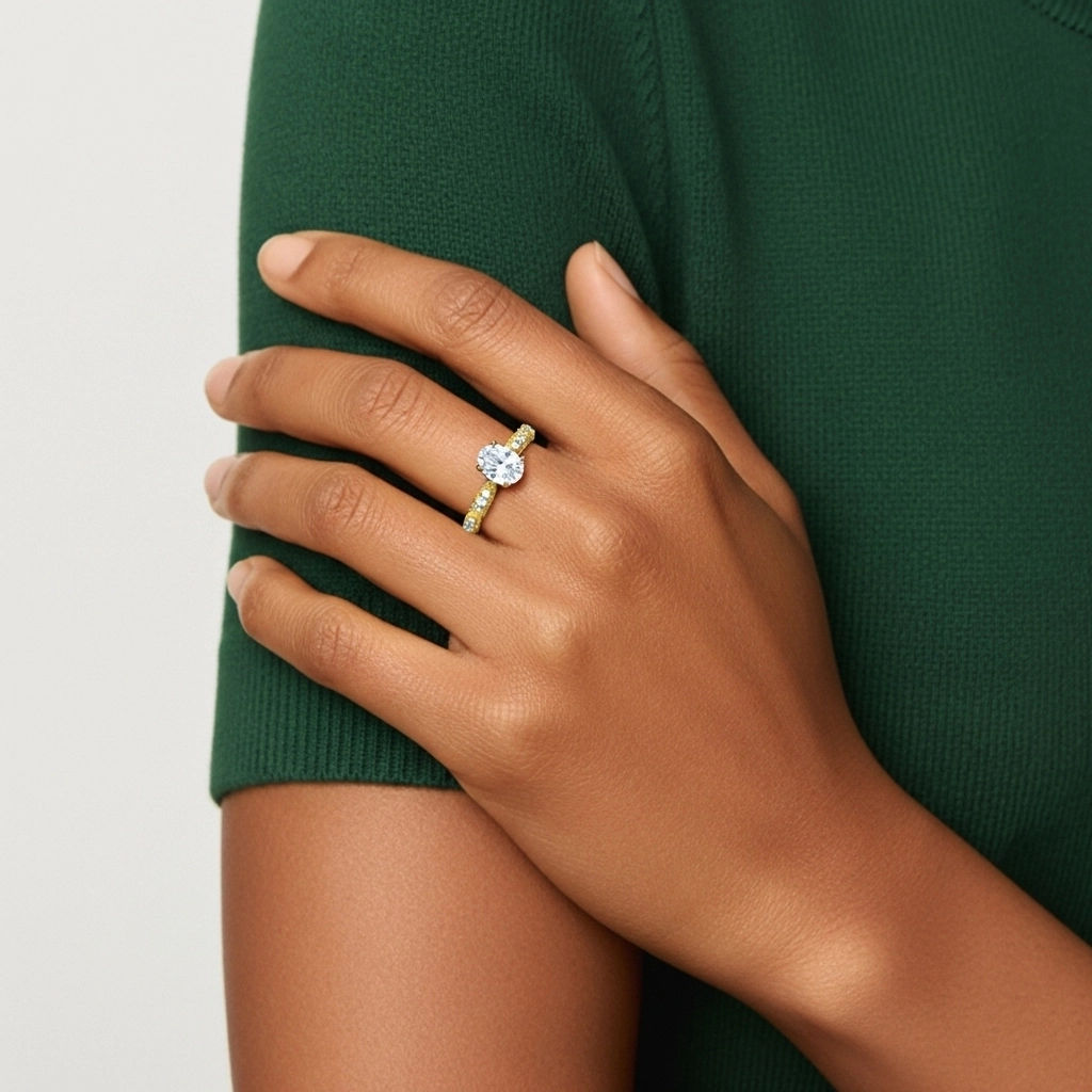 Baroque Oval 2.00ct Moissanite Engagement Ring