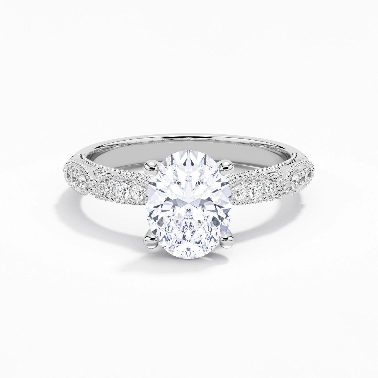 Baroque Oval 2.00ct Moissanite Engagement Ring